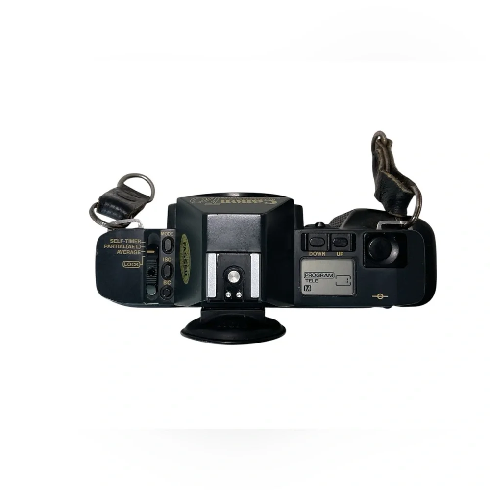 Canon T70 auto wind film camera with zoom lens , 2X converter and flash